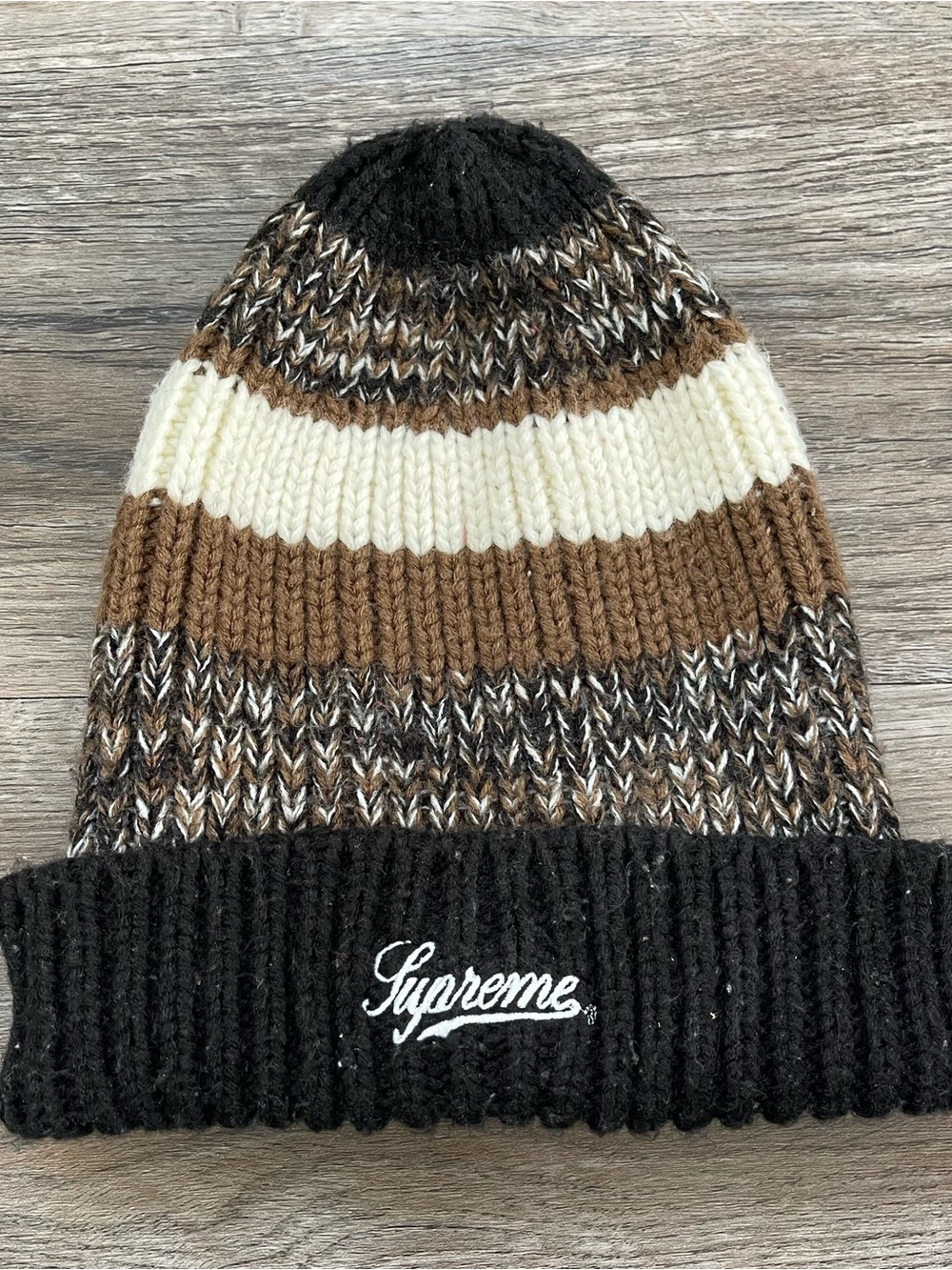 Supreme Beanie Unisex Knitted Striped Rare Toboggan With Embroidered Logo - OS